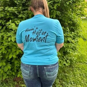 Blue Graphic Tee with Text